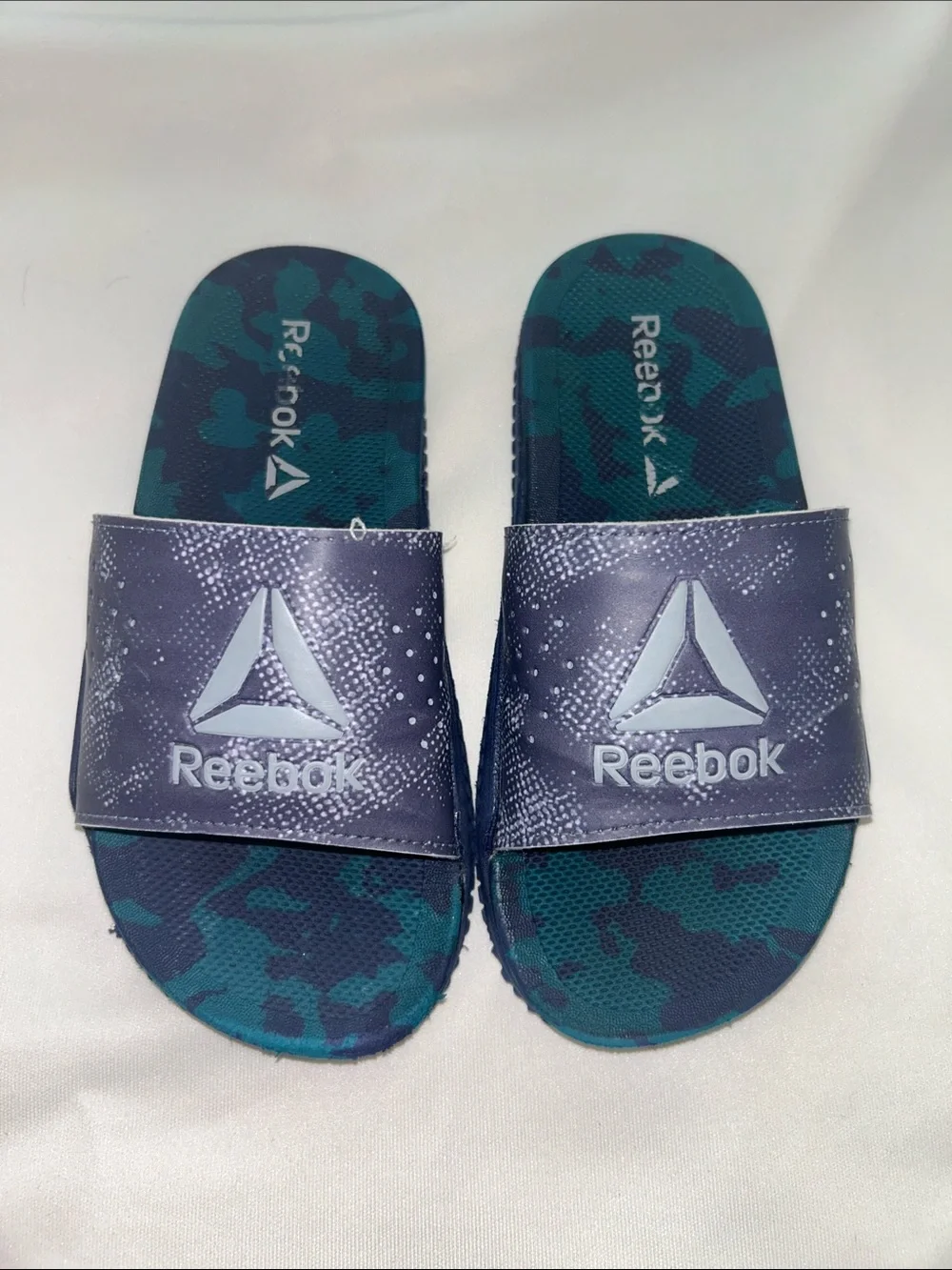 Reebok Kids' Navy and Teal Slide Sandals